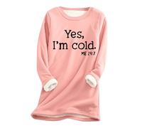 RLEHJN Oversized Sweatshirt Women, Ladies Fleece Tops Casual Loose Jumper Dress Sherpa Fleece Lined Longline Sweatshirts Letter Print Warm Tops Autumn/Winter Sweaters Thicken Pullover