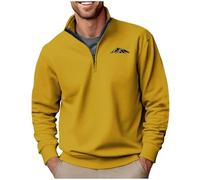 RLEHJN Quarter Zip Jumper Men, Mens Sweatshirts Dashan Printed Polos Shirts Work Half Zip Jumpers Plain Pullovers Long Sleeve Tops Lapel Collar Sweaters for Travelling, Walking M-3XL Yellow