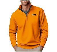 RLEHJN Quarter Zip Jumper Men, Mens Sweatshirts Dashan Printed Polos Shirts Work Half Zip Jumpers Plain Pullovers Long Sleeve Tops Lapel Collar Sweaters for Travelling, Walking M-3XL Orange