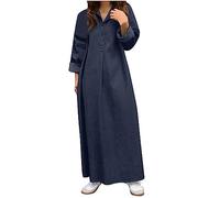 RLEHJN Shirt Dresses for Women UK Sale Clearance Ladies Dresses Striped/Solid Color Casual Dress Buttons Long Dresses Long Sleeve Maxi Dress Turn-Down Collar A-Line Dress Shift Dress