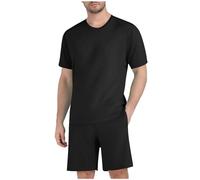 RLEHJN Shorts and T Shirt Set Men Sport Summer Short Sleeve Tracksuits Casual Co Ord Sets Solid Color Tee Shirts & Shorts with Pockets 2-Piece Set Sportswear for Beach Running Athletic Exercise S-4XL