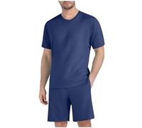 RLEHJN Shorts and T Shirt Set Men Sport Summer Short Sleeve Tracksuits Casual Co Ord Sets Solid Color Tee Shirts & Shorts with Pockets 2-Piece Set Sportswear for Beach Running Athletic Exercise S-4XL