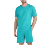 RLEHJN Shorts and T Shirt Set Men Sport Summer Short Sleeve Tracksuits Casual Co Ord Sets Solid Color Tee Shirts & Shorts with Pockets 2-Piece Set Sportswear for Beach Running Athletic Exercise S-4XL