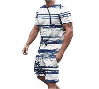 RLEHJN Shorts and T Shirt Set Men Sport Summer Tracksuits Casual Co Ord Sets 3D Flame Printed Tshirts & Shorts with Pockets Hawaiian Two Piece Set Sportswear for Running Athletic Exercise M-5XL