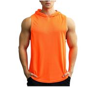 RLEHJN Sleeveless Hoodies for Men Gym Vests with Hood Summer Hooded Tank Tops Activewear Workout Fitness Sleeveless Tops Running Athletic Sports Tshirts Hoody Casual Tops Pullover Sportswear