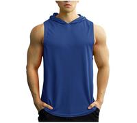 RLEHJN Sleeveless Hoodies for Men Gym Vests with Hood Summer Hooded Tank Tops Activewear Workout Fitness Sleeveless Tops Running Athletic Sports Tshirts Hoody Casual Tops Pullover Sportswear