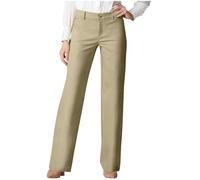 RLEHJN Smart Trousers for Women UK Warehouse Clearance Solid Color Spring Summer Trousers with Pockets Office Smart Suit Pants Comfortable Casual Straight Leg Pants Plain Full Length Bottoms Beige