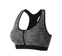 RLEHJN Sports Bras Women UK Clearance Zip Front Fastening Push Up Bra Quick Dry Wireless Comfort Everyday Bra Non Wired Bralette Yoga Running Workout Bra Crop Gym Stretch Tops Vest Activewear Gray