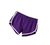 RLEHJN Sports Shorts Women UK Sale Clearance Gym Running Shorts Elasticated Waist Workout Activewear Striped High Waisted Short Hot Pants Lounge Wear Above The Knee Offers of The Day 2025 Purple