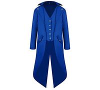 RLEHJN Steampunk Jacket Men Long Coat Vintage Tailcoat Jacket Gothic Victorian Frock Coats Uniform Costume Single Breasted Trench Coat Tuxedo Jackets Casual Lapel Collar Overcoat Back Split