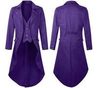 RLEHJN Steampunk Jacket Men Long Coat Vintage Tailcoat Jacket Gothic Victorian Frock Coats Uniform Costume Single Breasted Trench Coat Autumn Casual Lapel Collar Overcoat