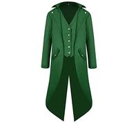 RLEHJN Steampunk Jacket Men Long Coat Vintage Tailcoat Jacket Gothic Victorian Frock Coats Uniform Costume Single Breasted Trench Coat Tuxedo Jackets Casual Lapel Collar Overcoat Back Split