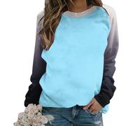 RLEHJN Sweatshirts for Women UK, Ladies Sweatshirts without Hood Casual Gradient Color Block Pullover with Pockets Autumn Long Sleeve Tops Crewneck Sweaters Loose Sweatshirt Comfy Elegant Jumpers
