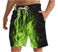 RLEHJN Swimming Shorts Men Swim Trunks, Board Shorts Mens Flame Printed Swimming Trunks with Pockets Holiday Beach Surfing Boardshorts Summer Casual Elasticated Waist Half Pants Beachwear M-4XL