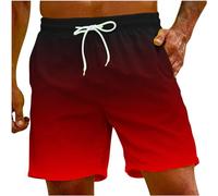 RLEHJN Swimming Trunks Men UK Warehouse Clearance Gradient Printed Swim Shorts Summer Holiday Pools Surfing Boardshorts Elasticated Waist Beach Board Shorts Lightweight Casual Half Pants S-5XL Red