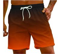 RLEHJN Swimming Trunks Men UK Warehouse Clearance Gradient Printed Swim Shorts Summer Holiday Pools Surfing Boardshorts Elasticated Waist Beach Board Shorts Lightweight Casual Half Pants S-5XL Orange