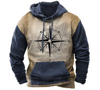 RLEHJN Tactical Hoodies for Men UK Clearance Vintage Ethnic Style Printed Hooded Sweatshirt Long Sleeve Casual Hoody Pullover Fleece Lined Coats for Outdoor Workout Gym Sports Running