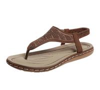 RLEHJN Toe Post Sandals Women UK, Ladies Walking Sandals Comfortable Rhinestone Thong Flat Sandals with Elasticated Slingback Strap Summer Shoes My Orders Footwear Open Toe Flip Flops Size 3.5-7.5