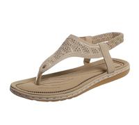 RLEHJN Toe Post Sandals Women UK, Ladies Walking Sandals Comfortable Rhinestone Thong Flat Sandals with Elasticated Slingback Strap Summer Shoes My Orders Footwear Open Toe Flip Flops Size 3.5-7.5