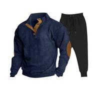 RLEHJN Tracksuit Mens Full Set UK Clearance 2 Piece Corduroy Sweatshirts and Joggers Tracksuit Stand Collar Button Pullover Jogging Bottoms Sports Track Suit Gym Casual Exercise Running Sport