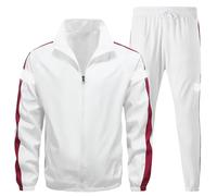 RLEHJN Tracksuit Mens Full Set UK Full Zip Sweatsuits Top and Trouser Sets with Reflective Striped Tape Casual Sport Sweat Suit Sweatshirts Tops Sportswear Suits Slim Fit Sweater 2 Piece Sets M-4XL