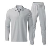 RLEHJN Tracksuit Mens Full Set UK Sale Clearance 2 Piece Solid Color Waffle Sweatshirts and Joggers Tracksuit Lapel Collar 1/4 Zip Tops Jogging Bottoms Gym Casual Exercise Running Sport Lounge Wear