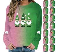 RLEHJN Tunic Tops for Women UK Deals Of The Day Sale, Womens Sweatshirt Clover Print Long Sleeve Tops Irish Crew Neck Pullover Casual Comfy Tops Funny Cow Graphic Sweatshirt for St Patricks Day