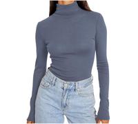 RLEHJN Turtle Neck Tops for Women UK Plain Jumpers Tight Shirts Long Sleeve Roll Neck T-Shirts Solid Color Slim Fit Tunic Tops Comfortable Sweaters Sexy Casual Blouses Black Size 8-22