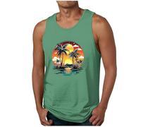 RLEHJN Vest Tops for Men Cotton, Mens Tank Tops Sports Training Vests Summer Hawaiian Printed Sleeveless Tshirt Beach Holiday Singlets Casual Undershirts Everyday Athletic Wear Workout Tee Shirts