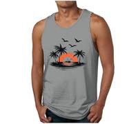 RLEHJN Vest Tops for Men Cotton, Mens Tank Tops Sports Training Vests Summer Hawaiian Printed Sleeveless Tshirt Beach Holiday Singlets Casual Undershirts Everyday Athletic Wear Workout Tee Shirts