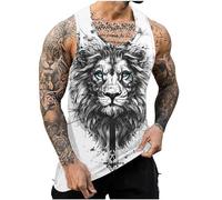 RLEHJN Vest Tops for Men, Mens Tank Tops Sports Training Vests Summer Animals Printed Sleeveless T Shirt Hawaiian Beach Holiday Singlets Casual Undershirts Everyday Athletic Wear Workout Tee Shirts