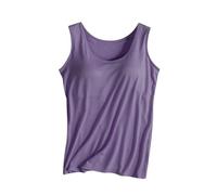RLEHJN Vest Tops with Built in Bra for Women UK Sale Clearance Basic Padded Camisole Scoop Neck Tank Top Plain Wide Strap Undershirts Summer Cami Top Sleeveless Home Vest for Yoga Sports Size 8-20