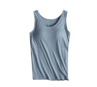 RLEHJN Vest Tops with Built in Bra for Women UK Sale Clearance Basic Padded Camisole Scoop Neck Tank Top Plain Wide Strap Undershirts Summer Cami Top Sleeveless Home Vest for Yoga Sports Size 8-20