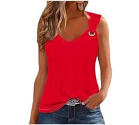 RLEHJN Vest Tops Women UK Sale Clearance Summer Plain Tank Tops V Neck Solid Color Camisole Casual Sleeveless Tunic Tops Comfortable Cami Basic Tees Loose Elegant Blouse Ladies Vest Tops S-XXL