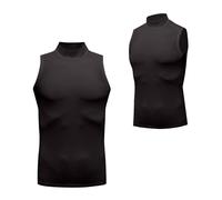 RLEHJN Vests for Men UK Black Gym Tank Top Quick Dry Slim Fit Sports Training Compression Vest Tops Summer Turtle Neck Sleeveless Tshirt Casual Undershirts Everyday Athletic Wear Workout Tee Shirts