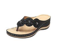 RLEHJN Wedge Flip Flops Women UK Sale Clearance Orthopedic Sandals Non-Slip Beach Shoes Toe Post Slippers Open Toe Wide Fit Walking Sandals Ladies Summer Shoes for Indoor and Outdoor Size 3-8