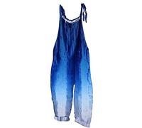 RLEHJN Women's Dungarees Gradient Printed Jumpsuit with Pockets Loose Fit Playsuits Summer Romper Overalls Casual Baggy Playsuit Trousers Overalls V Neck Adjustable Sling Jumpsuits Size 8-16