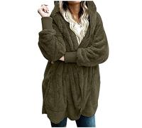 RLEHJN Womens Fleece Jacket Limited Time Deals Sales Clearance Winter Fluffy Coat Plain Cozy Fuzzy Sherpa Hoodie Front Open Warm Plush Cardigan Hooded Overcoat with Pockets Plus Size