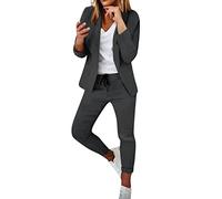 RLEHJN Women's Trouser Suits My Orders 2 Piece Suits & Blazers Long Slevee Jacket Smarts Trousers Sets Elegant Work Business Pants Suit Casual Solid Color Formal Suit Party Office Size 8-16
