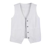 RLEHJN Women's Vintage Denim Vest Sleeveless Denim Jackets Lightweight Waistcoat with Pockets Solid Color Jean Button Down Gilet V Neck Tank Tops Outerwear Streetwear Size S-5XL