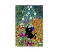 rlfnde Gustav Klimt Garden Cat Poster Canvas Poster Bedroom Decor Landscape Office Room Decor Gift 12x18inch(30x45cm)