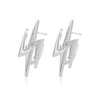 RLHRNDE 14K Gold Plated Lightning Stud Earrings for Women Dainty CZ Celestial Lightning Earrings Trendy Punk Cool Party Jewelry Gifts, M, Metal, Cubic Zirconia