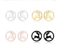 RLHRNDE 4 Pairs Christmas Stud Earrings Set for Women Charm Cute Winter Reindeer Xmas Tree Snowflake Gingerbread Man Earrings Exquisite Tiny Stainless Steel Earrings Holiday Festival Jewelry Gifts, M