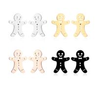 RLHRNDE 4 Pairs Christmas Stud Earrings Set for Women Charm Cute Winter Reindeer Xmas Tree Snowflake Gingerbread Man Earrings Exquisite Tiny Stainless Steel Earrings Holiday Festival Jewelry Gifts, M