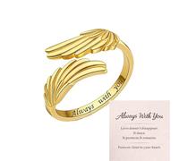RLHRNDE Angel Wing Feather Ring for Women Men Dainty Feather Adjustable Band Ring Guardian Angel Wrap Open Thumb Rings Jewelry Gift, One size, Zinc, Crystal