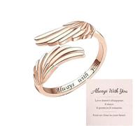 RLHRNDE Angel Wing Feather Ring for Women Men Dainty Feather Adjustable Band Ring Guardian Angel Wrap Open Thumb Rings Jewelry Gift, One size, Zinc, Crystal