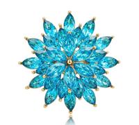 RLHRNDE Christmas Snowflake Brooch Pins for Women Men Delicate Winter Aqua Ice Blue Teal Pink Cubic Zirconia Pins Cloth Dress Accessories Corsage Badge Christmas Birthday Jewelry Gifts, M, Metal