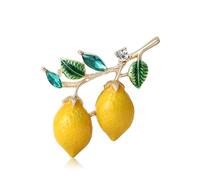 RLHRNDE Cute Lemon Brooch Pin for Women Rhinestone Fruit Little Brooch Sparkling Crystal Strawberry Cherry Enamel Pin Christmas Birthday Art Deco Jewelry Gifts, M, Metal, cubic zirconia