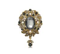RLHRNDE Vintage Austrian Crystal Brooch Pin for Women Men Antique Teardrop Diamond Flower Brooch Victorian Style Brooches Elegant Wedding Broach Pin for Clothes Dress Hats Bags Accessory, Medium