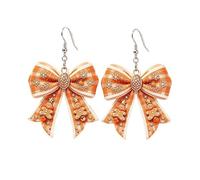 RLHRNDE Xmas Christmas Bow Earrings Snowflake Earrings for Women | Dangle Hook Style, Glitter Accents, Holiday Jewelry, Pearl Embellishments, Festive Statement Piece